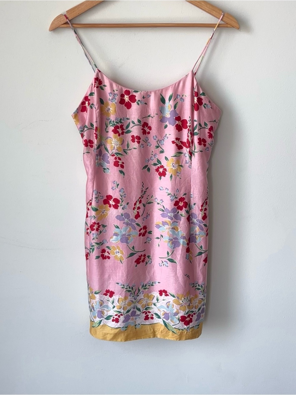 Vintage 80s Ralph Lauren Pink Floral Mini Slip Dress Size 6 Blue Label Lined
